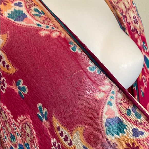 Chico's Blue and Pink Kimono with Fringe Detail - Picture 6 of 14